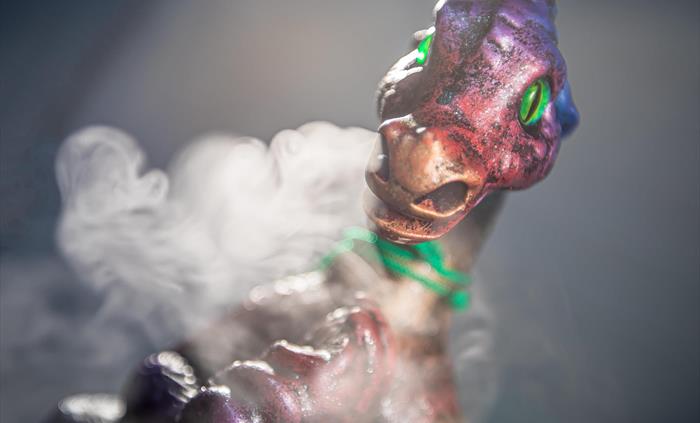 A colourful smoking dragon